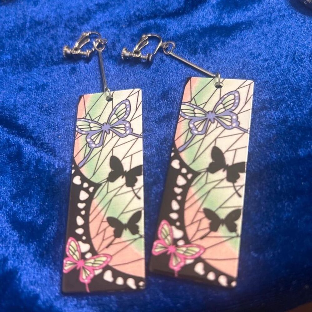 KPop Demon slayer inspired Pastel Butterfly Dangle Earrings